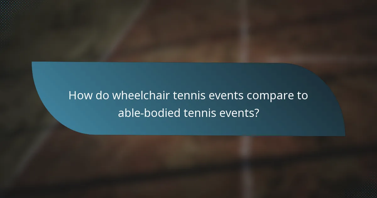 How do wheelchair tennis events compare to able-bodied tennis events?