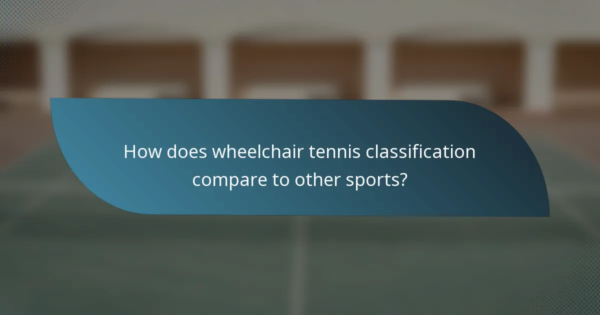 How does wheelchair tennis classification compare to other sports?