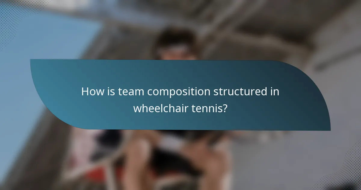 How is team composition structured in wheelchair tennis?