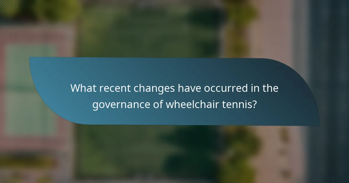 What recent changes have occurred in the governance of wheelchair tennis?